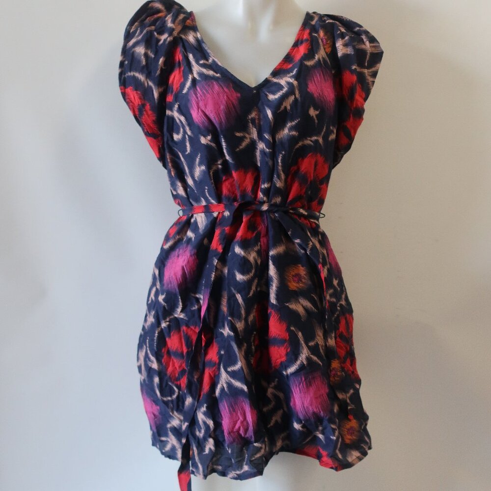 Velvet by Graham & Spencer Navy Floral-Print Silk Mini Dress